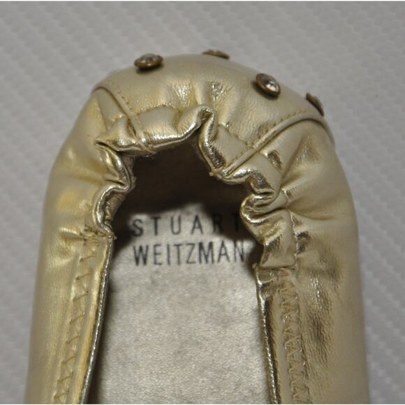 Stuart Weitzman Kids Marjorie Ballet Flat Shoe Gold 5 Pre-Owned - Picture 6 of 11